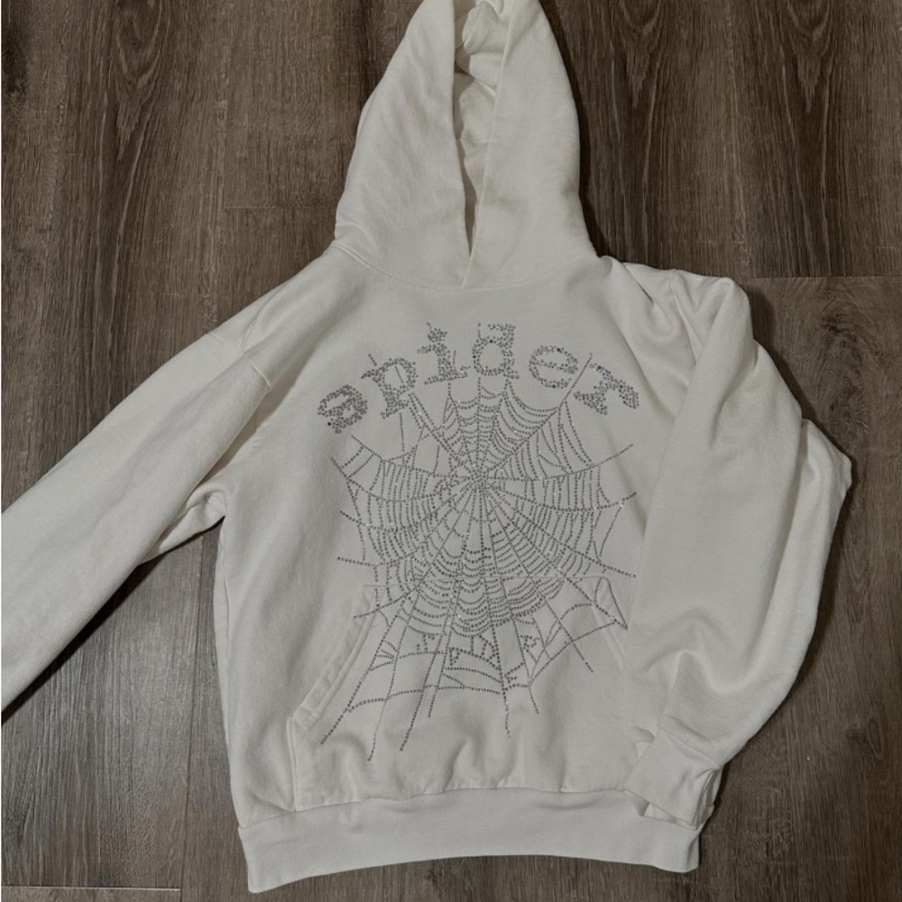 White spider hoddie with diamond